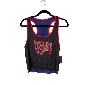 Wonder Woman Women's Scoop Neck Double Layer Mesh Muscle Tank Top Medium NWT